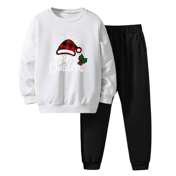 adviicd Baby Boy Clothes Boys Fleece Colorblock Sweatshirt & Pants Outfit Set Fall Winter Clothes Toddler to Little Kid Sizes (White,9-10 Years)