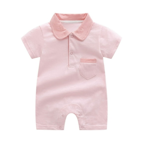 adviicd Baby Boy Short Sleeve Romper (Pink,3-6 Months)
