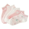 thumbnail image 1 of adviicd Baby Girl Socks Girls Socks Little Kids Crew Cotton Youth Breathable Cute Dress Socks 5 Pairs (Pink,L), 1 of 9