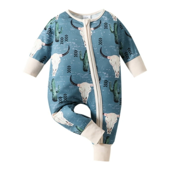 adviicd Baby Long Sleeve Romper Jumpsuit, Soft Cotton One Piece Pajamas Boy Girl 2-Way Zipper Coverall Sleeper (Beige,12-18 Months)