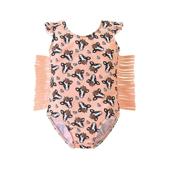 adviicd Baby Swimsuit Girl Girl's Cute Spaghetti Straps Round Neck Drawstring One Piece Swimwear Tie Bathing Suit (Khaki,2-3 Years)