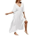 thumbnail image 1 of adviicd Beach Cover Ups Women Floral Print Lightweight Chiffon Kimono Cardigan Short Sleeve Loose Beach Wear Cover Up Blouse Top White One Size, 1 of 3