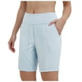 thumbnail image 1 of adviicd Bermuda Shorts for Women with Pocket Womens High Waisted Yoga Shorts for Running Workout Athletic (Light Blue, XL), 1 of 8