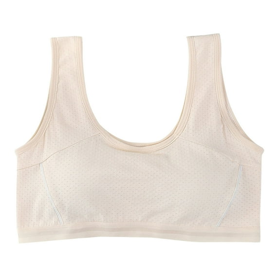 adviicd Big Girls' Sports Bra Breathable Teens Cotton Training Bras (Beige,10-12 Years)