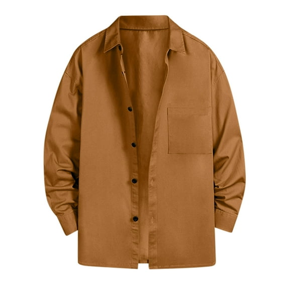 adviicd Black Button Down Shirt Men Men's Casual Button Down Shirts -Free Long Sleeve Business Dress Shirt Brown 2XL