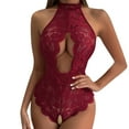 thumbnail image 1 of adviicd Blue Lingerie For Women Women Teddy Lingerie Snap Crotch Lingerie One Piece Lace Mini Bodysuit XL, 1 of 5