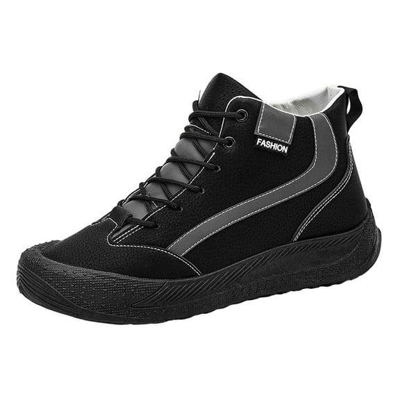 adviicd Boots for Men Men's Snow Boots Leather Winter Boots Slip Resistant Insulated Shoe (Black,8.5)