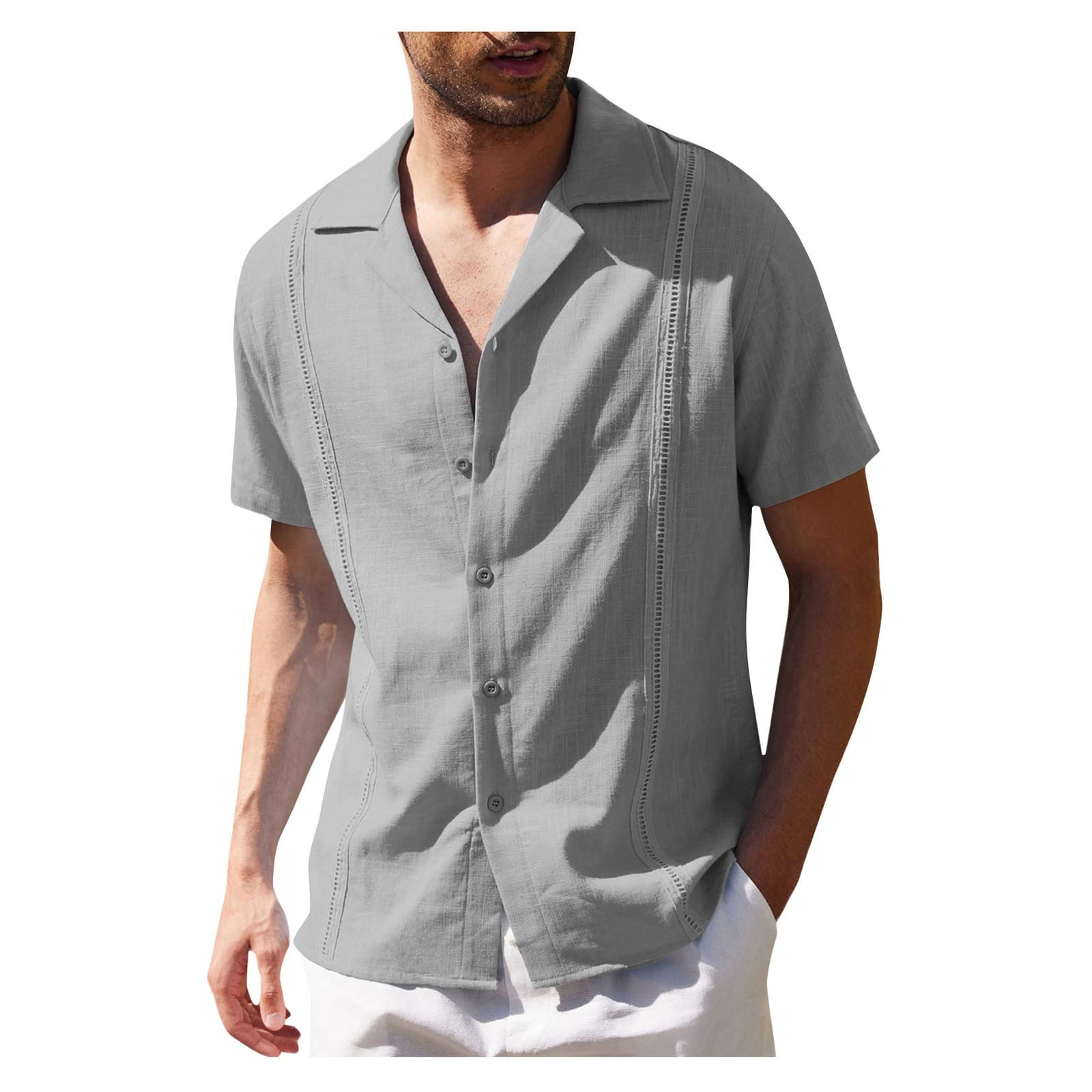 adviicd Boys Button Down Shirt Mens Fishing Shirts Short Sleeve UPF 50 Sun  Potection UV Shirts for Hiking Work Button Down Shirts with Velcro Pockets  Grey S 