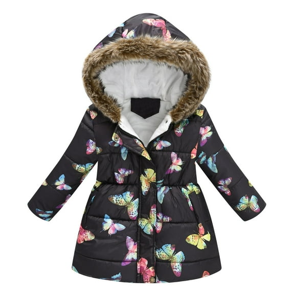 adviicd Boys Girls Kid Winter Thick Jacket Warm Zipper Hooded Windproof Coat Cute Outwear (Black,10-11 Years)