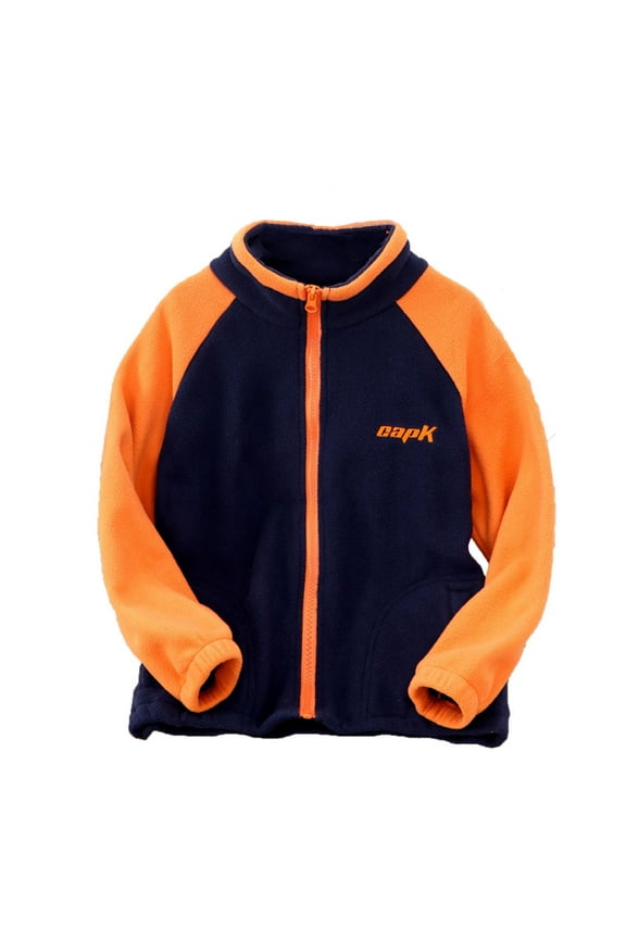 Boys Jacket Children Collar Motorcycle Coats Kids Bomber Soft Leather Jackets (Orange,5-6Years)