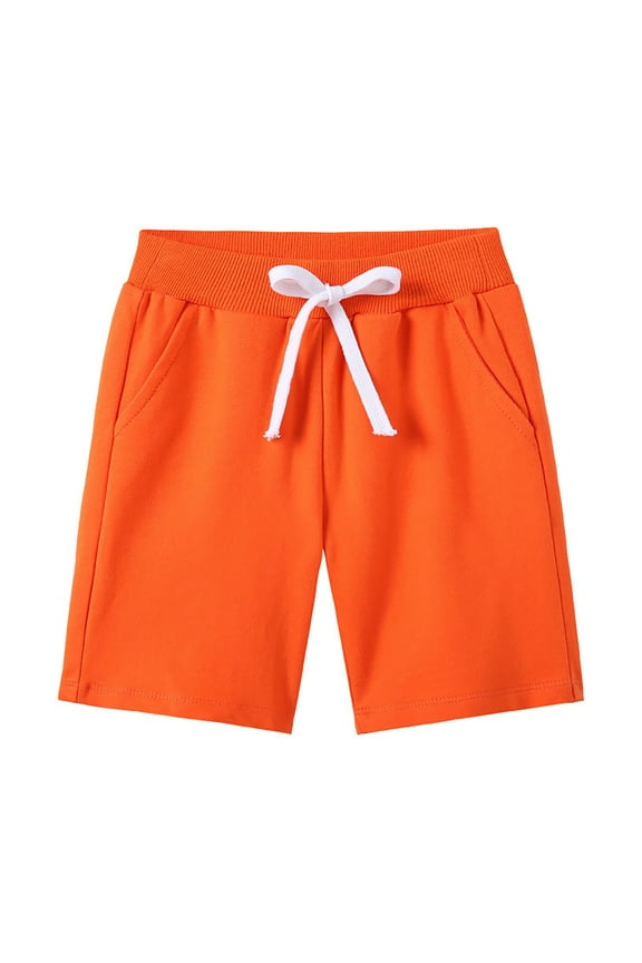 Boys Shorts Big Boys Youth Athletic Basketball Shorts with Pockets Activewear (Orange,6-7 Years)