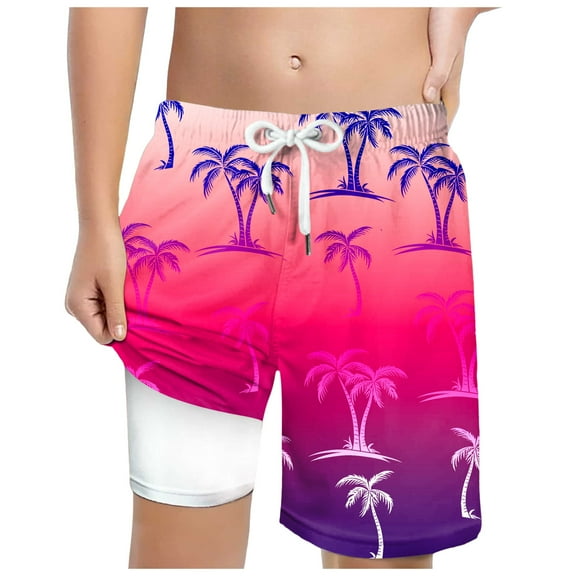 adviicd Boys Swim Trunks Beach Board Shorts Quick Dry Swimsuit Bathing Suits (Hot Pink,5-6 Years)