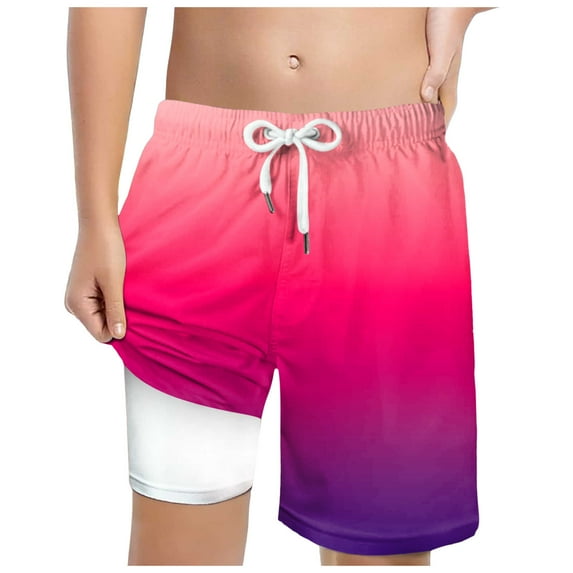 adviicd Boys Swim Trunks Quick Dry Trunks Swimsuit Boys Swim Board Shorts Stretchy Swim Trunks for Boys (Hot Pink,6-7 Years)