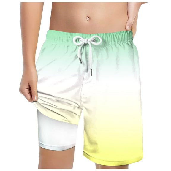 adviicd Boys Swim Trunks Quick Dry Trunks Swimsuit Boys Swim Board Shorts Stretchy Swim Trunks for Boys (Light Yellow,8-9 Years)