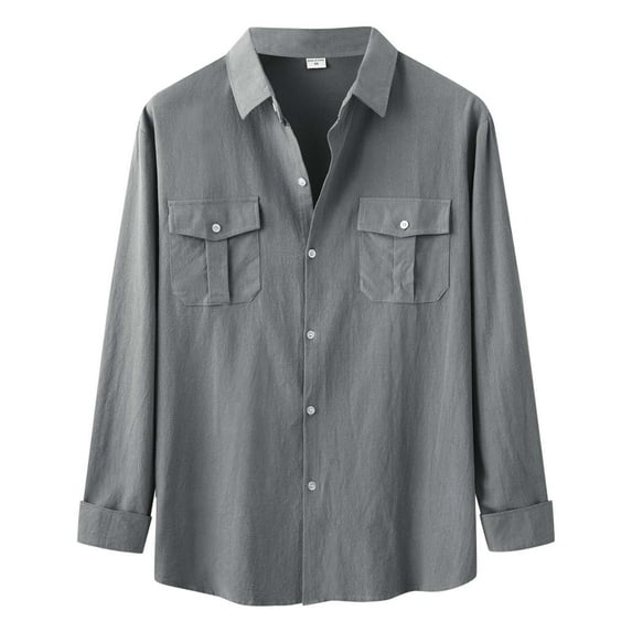 adviicd Boys White Button Down Shirt Men's Muscle T-Shirts Fashion Tee Long Sleeve Workout Gym Slim Fit T Shirts for Men Grey XL