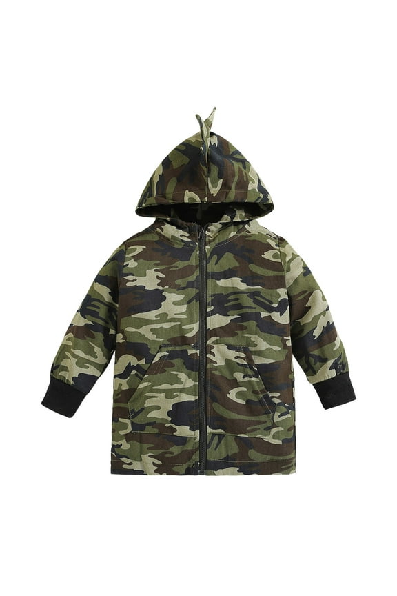 Boys Windbreaker Jacket Boys Hoodie Sherpa Fleece Lined Jacket Soft Warm Zipper Sweatshirt Coat Outerwear (Camouflage,6-7 Years)