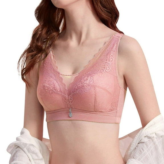 adviicd Bras for Women Full Coverage Women's Benefits Allover-Smoothing Bliss Wireless Lightly Lined Convertible Comfort Bra Pink 36C