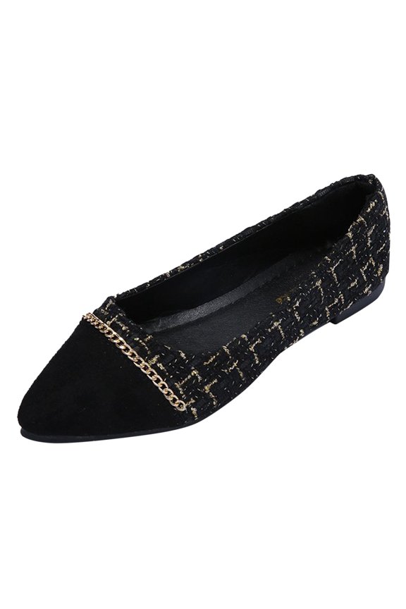Buckle Flats Shoes for Women Splicing Design Chain Decor Ballet Flats For Women Flat Dark Flats Shoes for Women