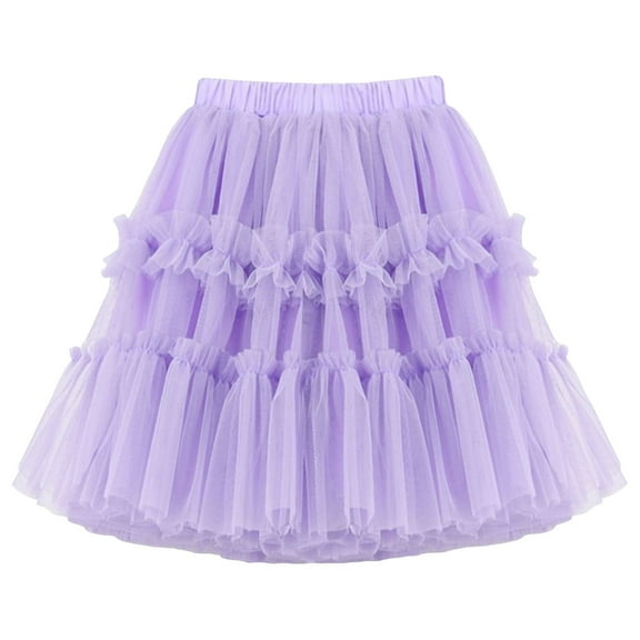 adviicd Built Shorts Girls Layered Rainbow Tutu Skirt Dance Dress Ruffle Tiered Clubwear (Purple,5-6 Years)