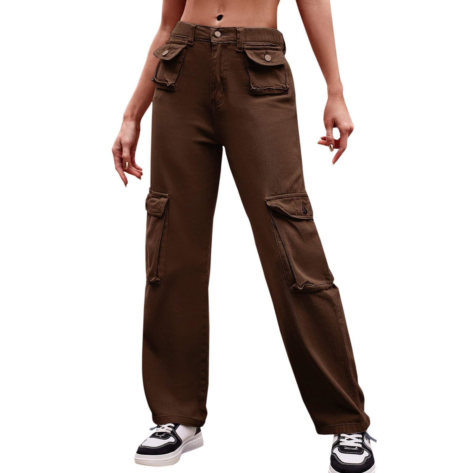 adviicd Business Casual Pants For Women Leather Pants For Women Women's  Overlap Waist Seam Front Wide Leg Pants High Waist Long Pant Casual  Trousers Coffee 2XL 