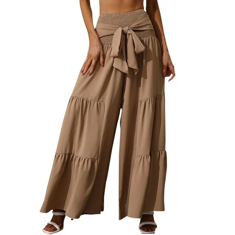 adviicd Business Casual Pants For Women Tall Long Pants Bell Bottom Flare  Pants for Women - High Waisted Boho Wide Leg Hippie Pants Yoga Leggings  Khaki S 