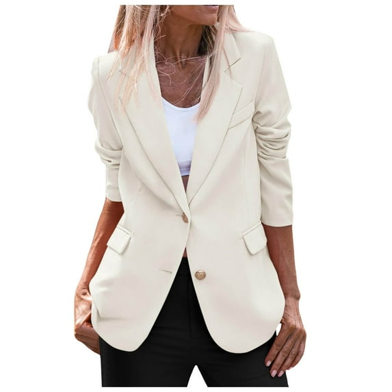adviicd Womens Blazer Women's Work Office Blazer Stretch Lapel Collar Long Sleeve Jacket Suit Blazer Casual Blazers Open Front Blazer (White,XL)