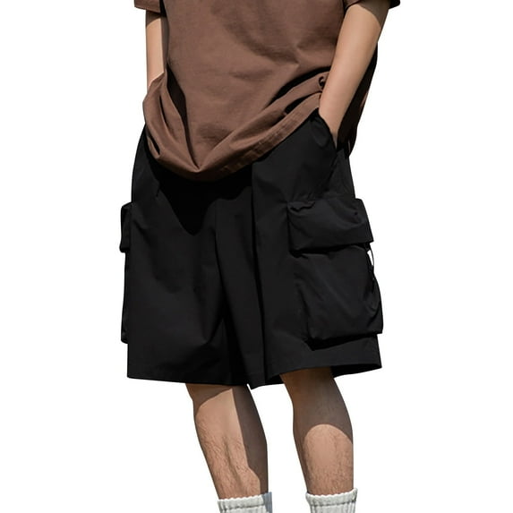 adviicd Cargo Shorts for Men Relaxed Fit Men's Hiking Cargo Shorts Quick Dry Lightweight Outdoor Tactical Shorts for Men(Black,L)
