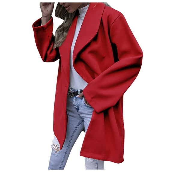adviicd Casual Jackets for Juniors Women's Wool Thin Jacket Coat Trench Jacket Coat Warm Solid Long Jacket