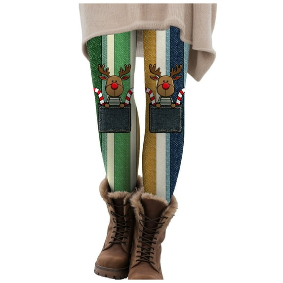 adviicd Christmas Leggings Women Xmas Print Elastic Waist Soft Comfy Ankle Length Holiday Yoga Pants (Green, L)