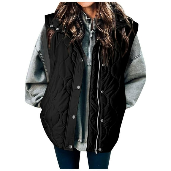 adviicd Cropped Puffer Vest Women Lightweight Quilted Stand Collar Sleeveless Jackets Fall Winter 2025 Button Zip Up Coat (Black, M)