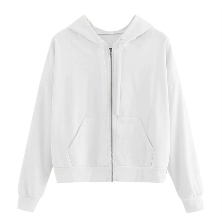 Cute white zip up hoodie sale