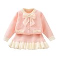 thumbnail image 1 of adviicd Cute Outfits for Girls Girl's Two Piece Outfits Crew Neck Long Sleeve Blouse and Skirt Set (RD2,12-18 Months), 1 of 3