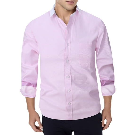 adviicd Dress Shirts for Men Big and Tall Men's & Big Men's Button Down Oxford Shirt with Long Sleeves (Pink,L)