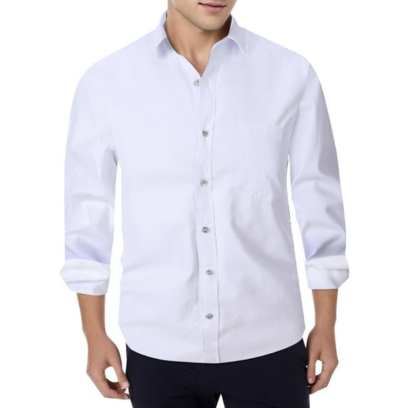 adviicd Dress Shirts for Men Big and Tall Men's & Big Men's Button Down Oxford Shirt with Long Sleeves (White,XL)