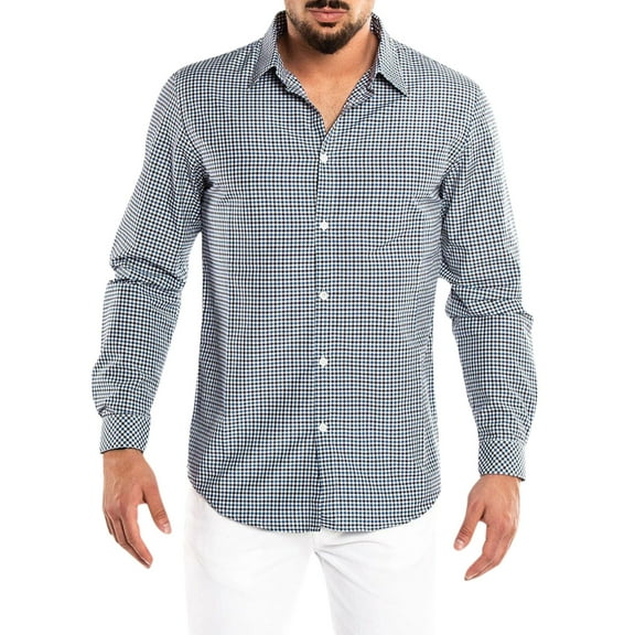 adviicd Dress Shirts for Men Men's & Big Men's Classic Long Sleeve Stretch Button-Down Shirt (Black,XXL)