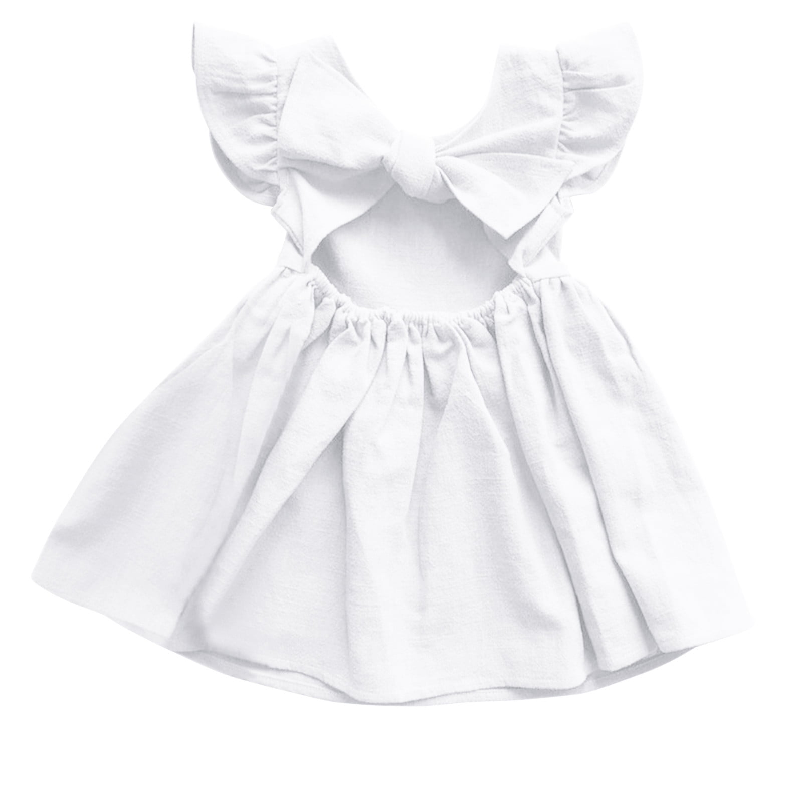 adviicd Dresses for 3 Year Old Girls Toddler Kids Girls Solid Short Fly Sleeve Bowknot Tulle Ball Gown Beautiful Dress
