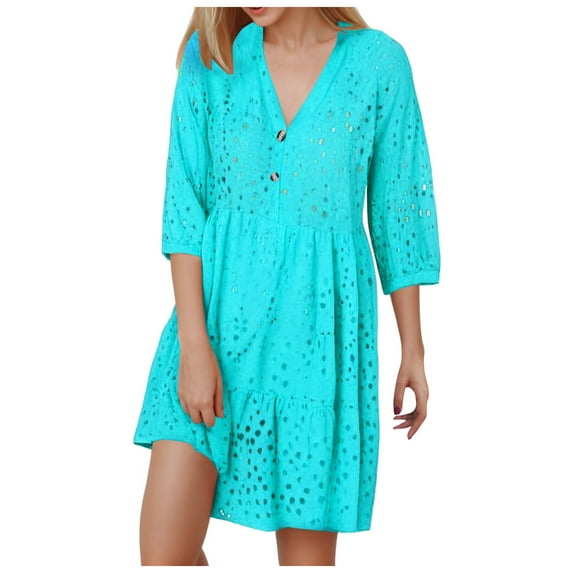 adviicd Dresses for Women Women Full Sleeved Vintage Long Dress Kleid Maxi Dresses (Light Blue,XXL)
