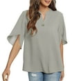 thumbnail image 1 of adviicd Dressy Blouses for Women Long Sleeve Shirts for Women Fashion Casual Loose Fit Button Down Lightweight V Neck Collared Blouse Tops White Blouse, 1 of 5