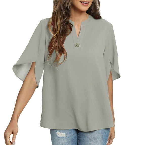 adviicd Dressy Blouses for Women Long Sleeve Shirts for Women Fashion Casual Loose Fit Button Down Lightweight V Neck Collared Blouse Tops White Blouse
