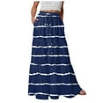 thumbnail image 1 of adviicd Flowy Maxi Skirts for Women 2025 Summer Casual Floral High Waisted Plus Size Long Boho Work Skirt with Pockets Dark Blue, XXL, 1 of 5