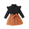 thumbnail image 1 of adviicd Girl Outfits Girl's 2 Piece Outfits Bodycon Dress with Long Sleeve High Low Hem Crop Top (Black,6-12 Months), 1 of 6