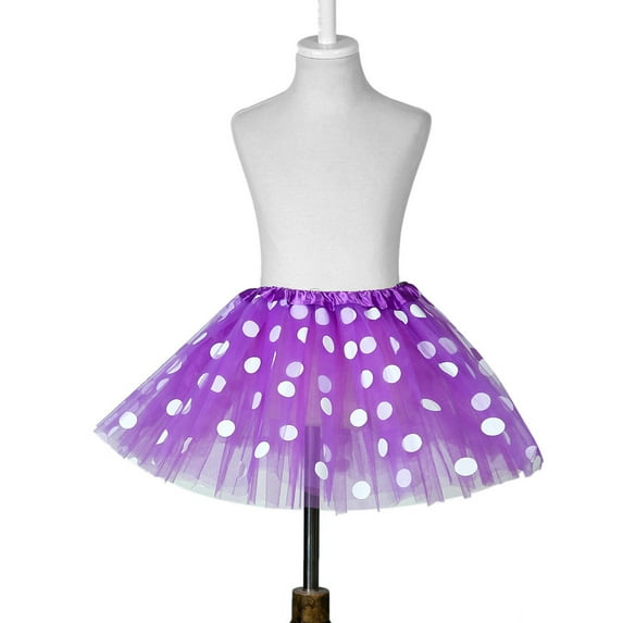 adviicd Girl Skirt Girls' Polka Dot Tutu Glitter Ballet Triple Layer Tulle Dance Skirt (Purple,One Size)