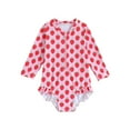thumbnail image 1 of adviicd Girl Swimsuit Girls Long Sleeve Swimsuits One Piece Rash Guard Bathing Suit Toddler Kids Swimwear (Red,18-24 Months), 1 of 9