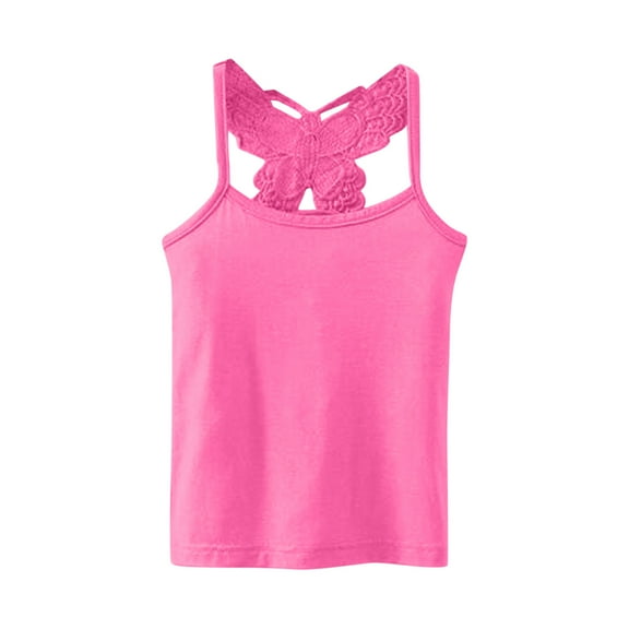 adviicd Girls Athletic Tank Tops Girls' Undershirt - Cotton Spaghetti Strap Tank Tops for Girls - Classic Girls Camisole (Hot Pink,9-10 Years)