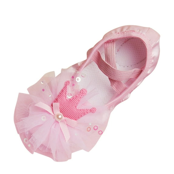 adviicd Girls Ballet Shoes for Girls Split-Sole Toddler Glitter Flats for Kids Dance (Pink,9-9.5 Years)