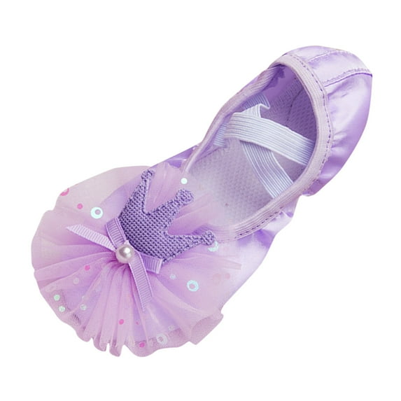 adviicd Girls Ballet Shoes for Girls Split-Sole Toddler Glitter Flats for Kids Dance (Purple,11-11.5 Years)