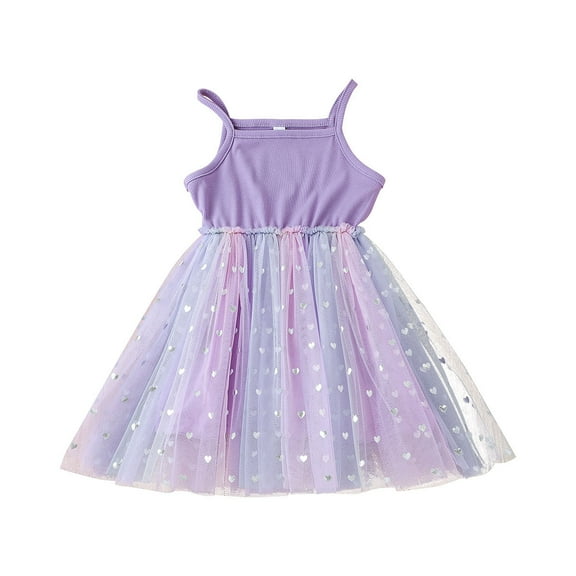 adviicd Girls Dresses Stripes Dresses Toddler Kids Girls Sleeveless Strap Tulle Patchwork Summer Princess Dress Baby Girls Dress