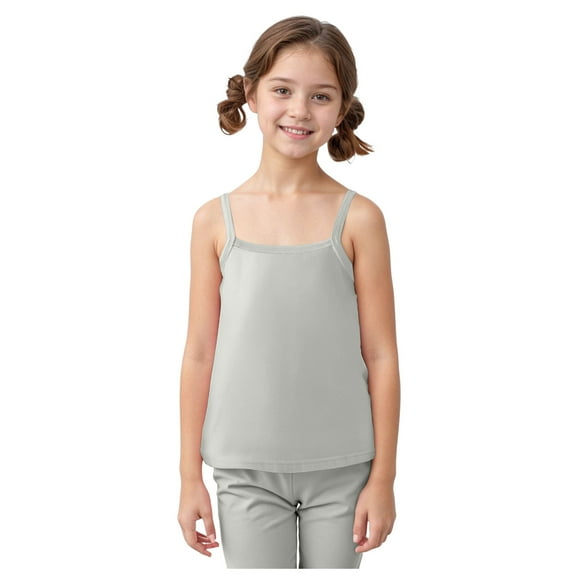 adviicd Girls Full Sleeveless Camisole Tank Tops – Stretch Undershirts Comfortable Camis (Grey,5-6 Years)
