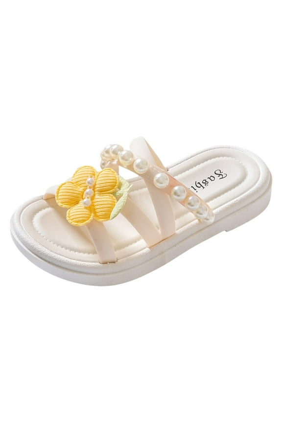 Girls House Slippers Kids Cloud Slides Boys Girls Shower Slippers Slip on Slide Sandals Non-slip Summer Beach Pool Shoes (White,1)