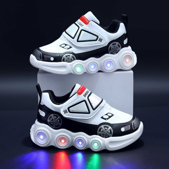 adviicd Girls Led Shoes Flashing Light Up Sneakers (White,6-12 Months)